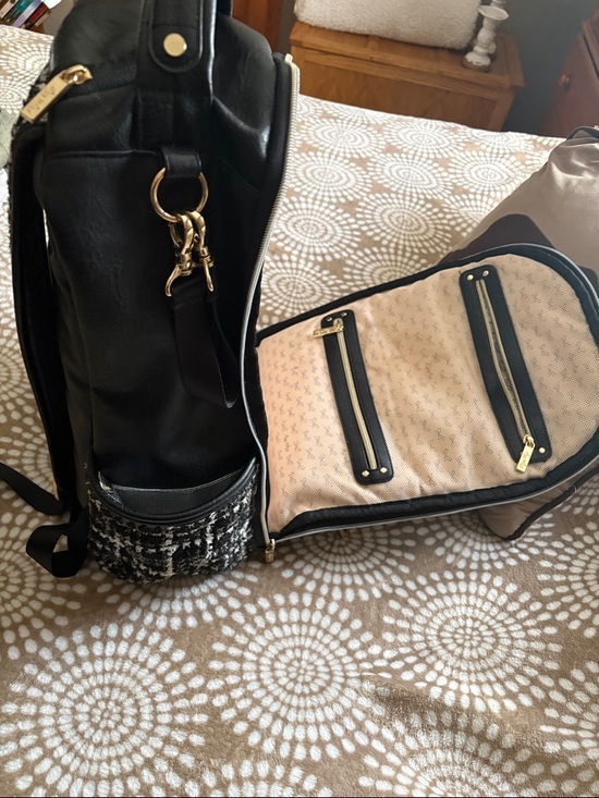 Itzy Ritzy Black and White Tweed Backpack